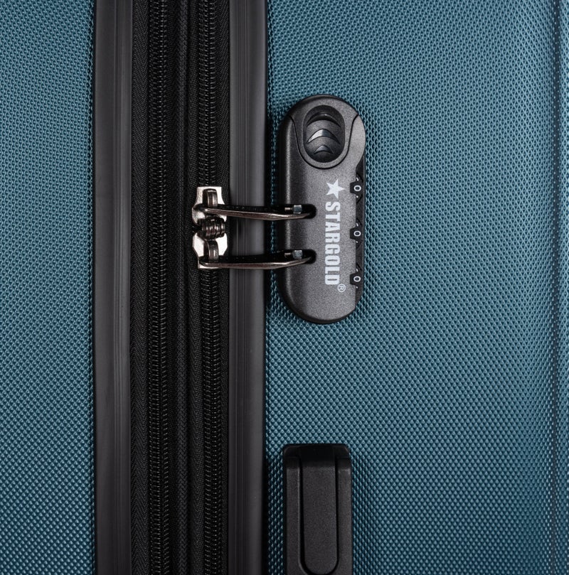 ستارجولد مجموعة حقائب سفر بعجلات صلبة ABS مكونة من 3 قطع بعجلات دوارة مع قفل رقمي أزرق نيلي - Image 4